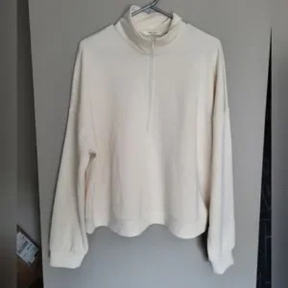 Tops - Cream Half-Zip Pullover Sweatshirt